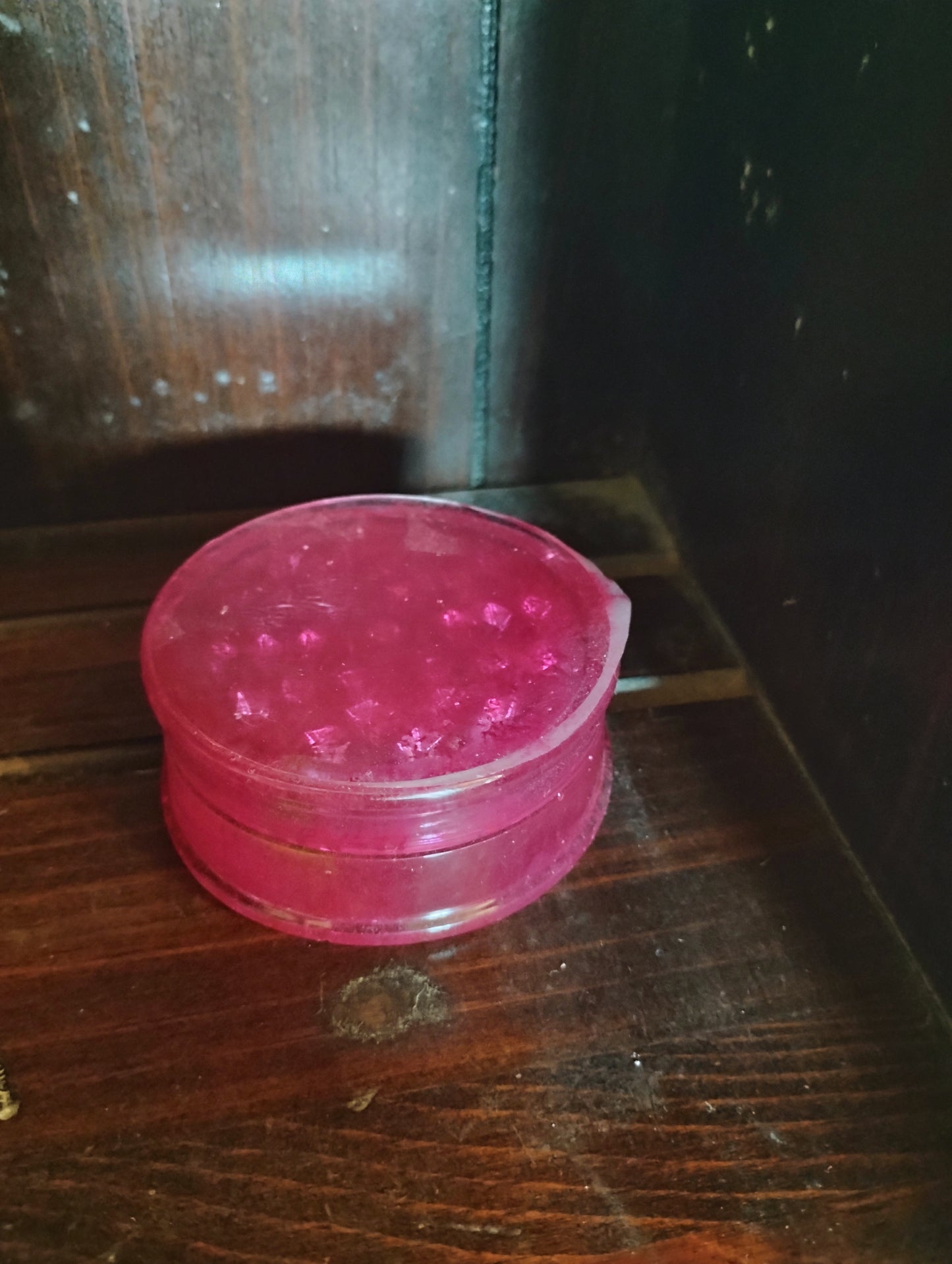 Pink and clear grinder